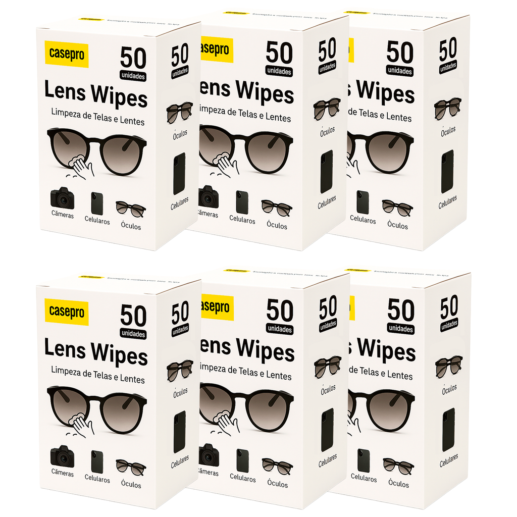 Lens Wipes 300 Lenços Umedecidos Limpeza Óculos Lente Casepro