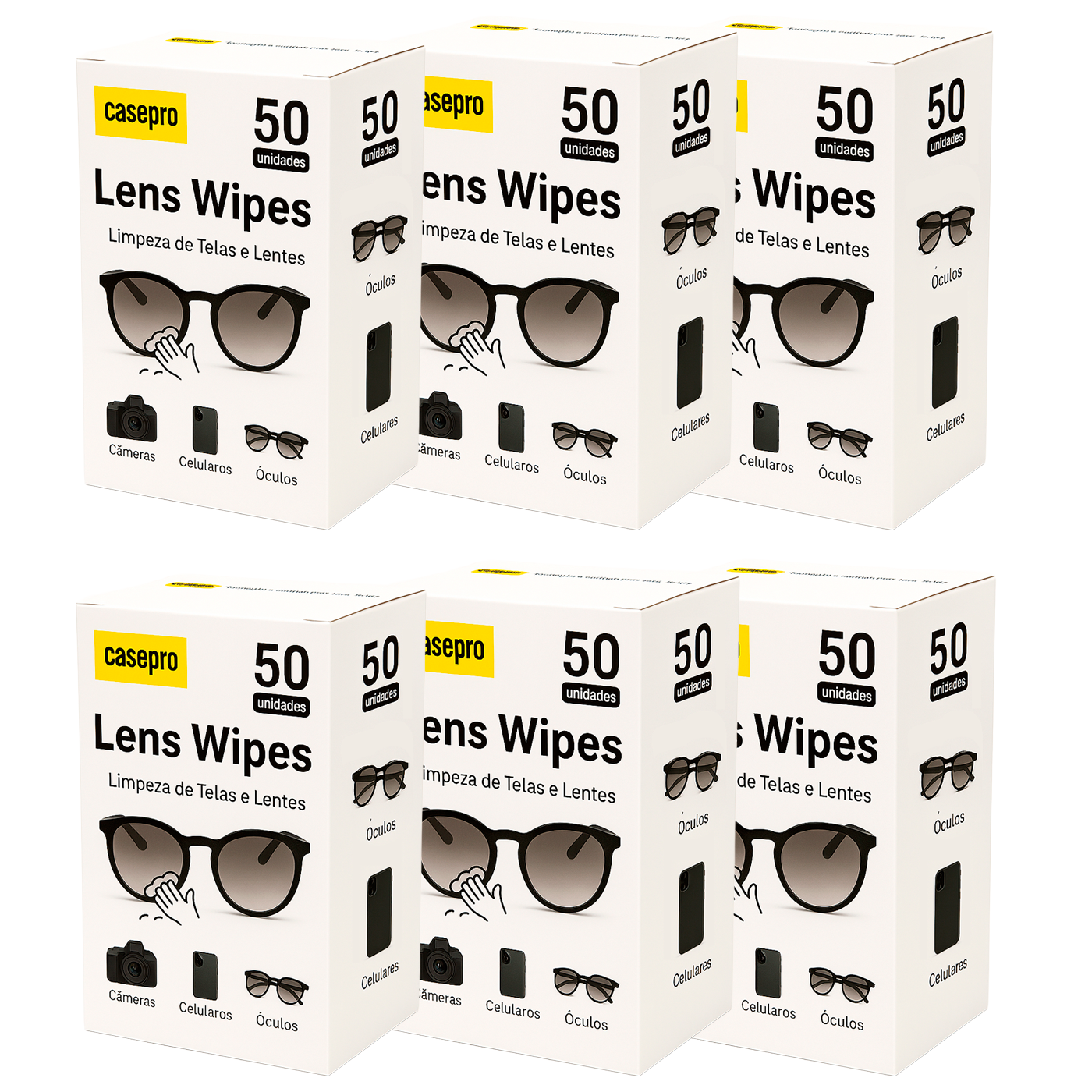 Lens Wipes 300 Lenços Umedecidos Limpeza Óculos Lente Casepro