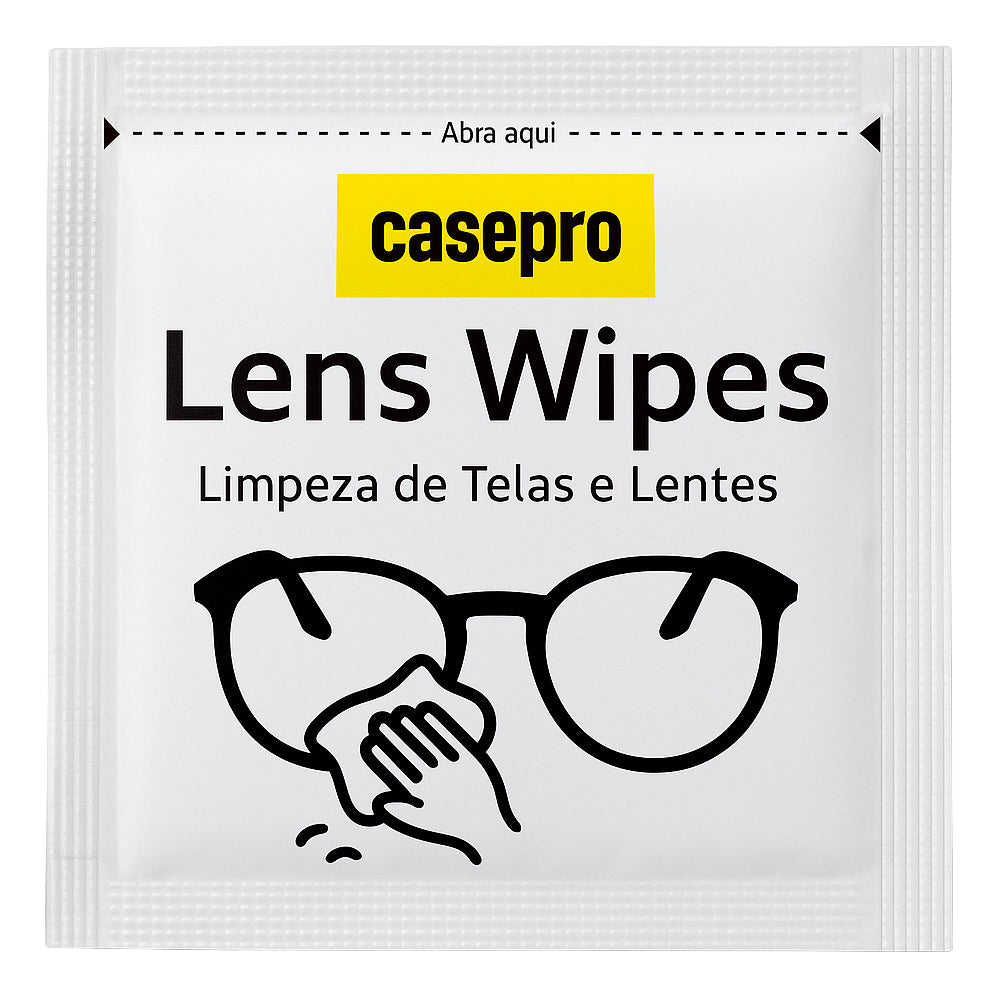 Lens Wipes 100 Lenços Umedecidos Limpeza Óculos Lente Casepro