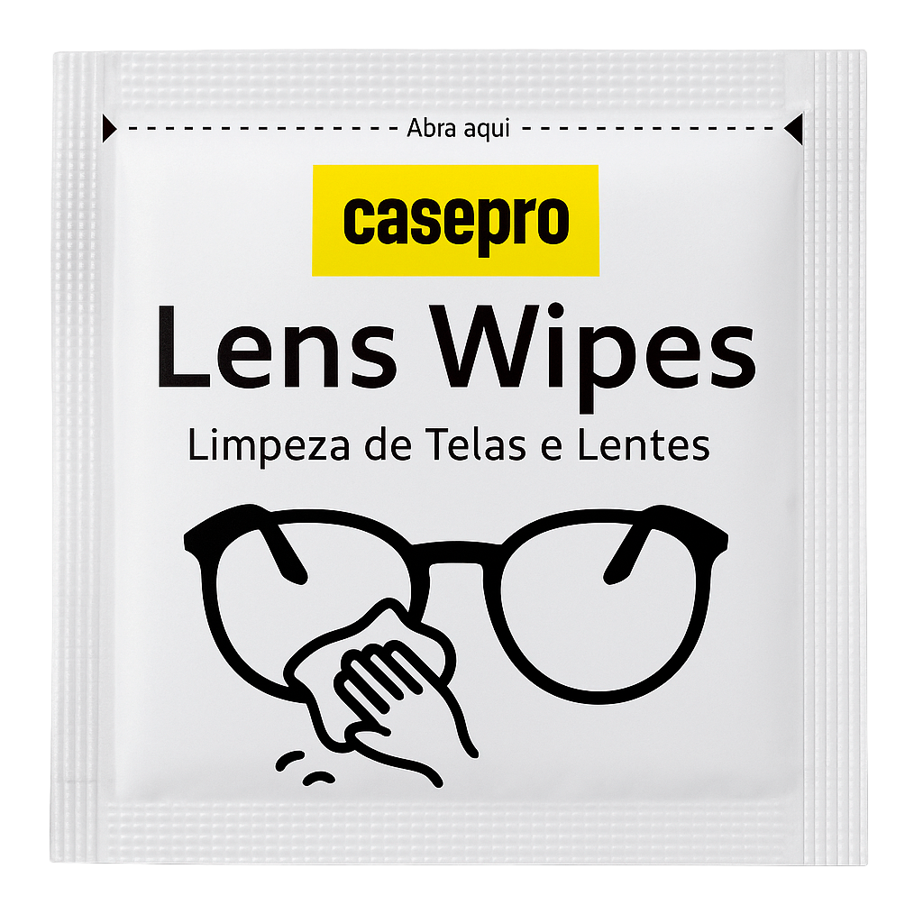 Lens Wipes 50 Lenços Umedecidos Limpeza Óculos Lente Casepro